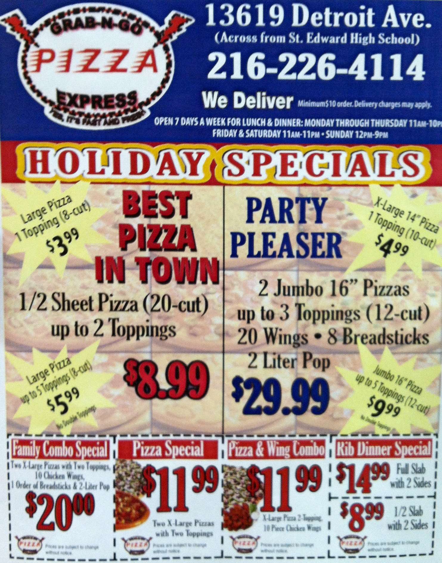 GrabnGo Pizza Menu, Menu for GrabnGo Pizza, Lakewood, Cleveland