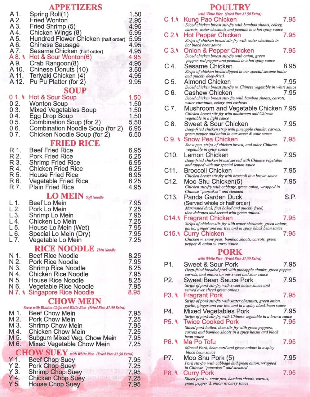panda iii menu