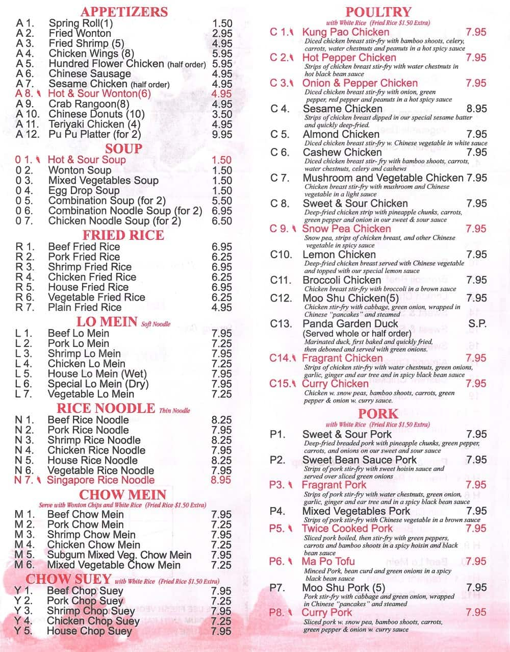 panda house green valley menu