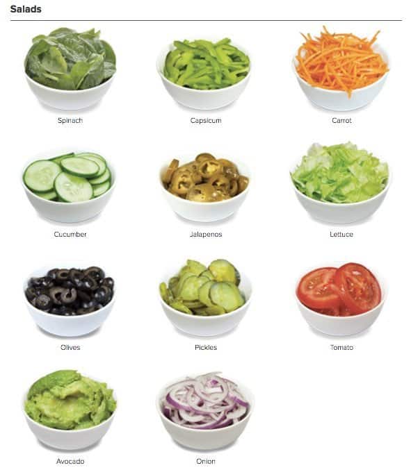 Subway menu