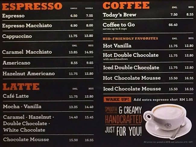 The Coffee Bean & Tea Leaf Menu - Zomato Malaysia