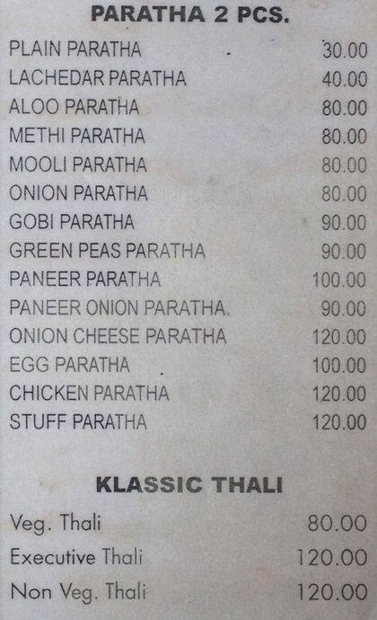 Klassic Kitchen menu