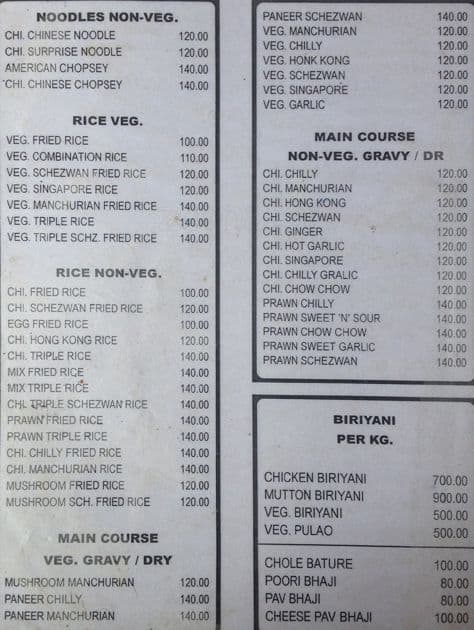 Klassic Kitchen menu