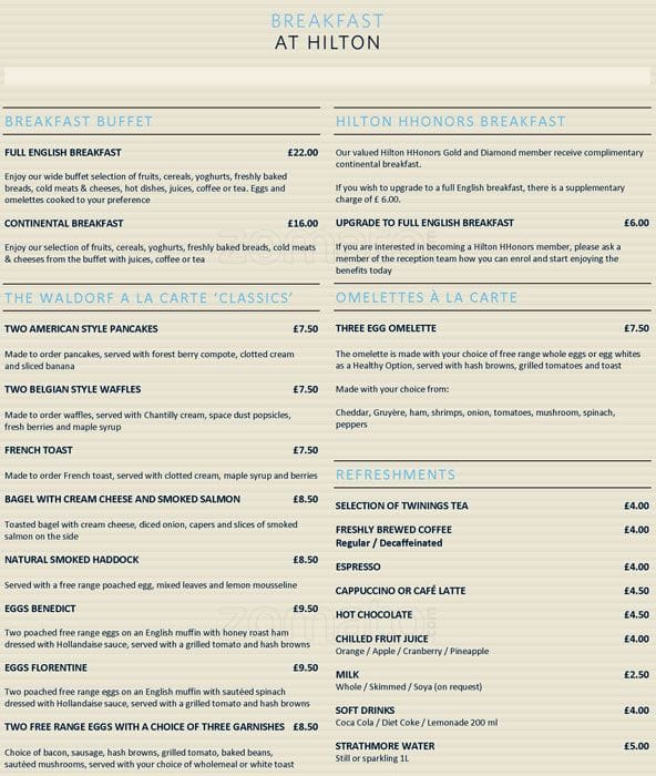 Homage The Waldorf Hilton Menu Zomato UK