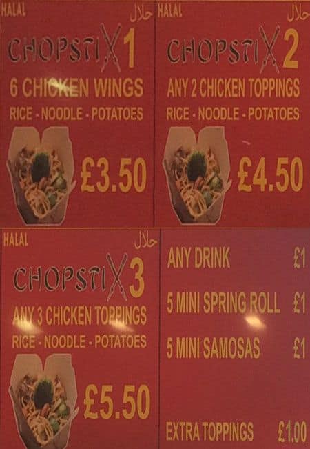 Chopstix Noodle Bar Menu Prices