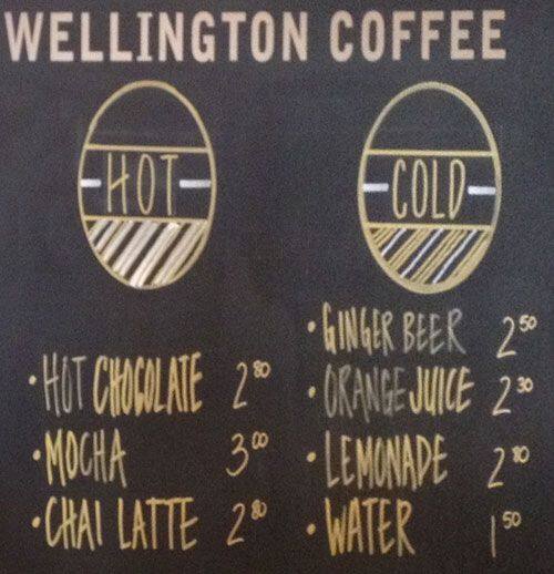 Menu at Wellington Coffee cafe, Edinburgh