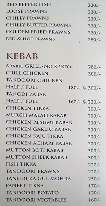 Grand Hotel menu