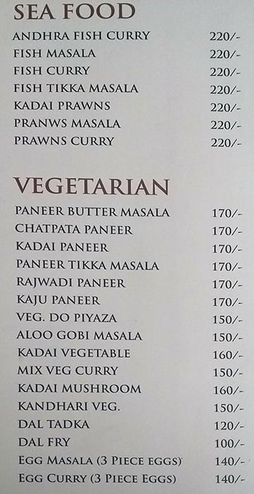 Grand Hotel menu