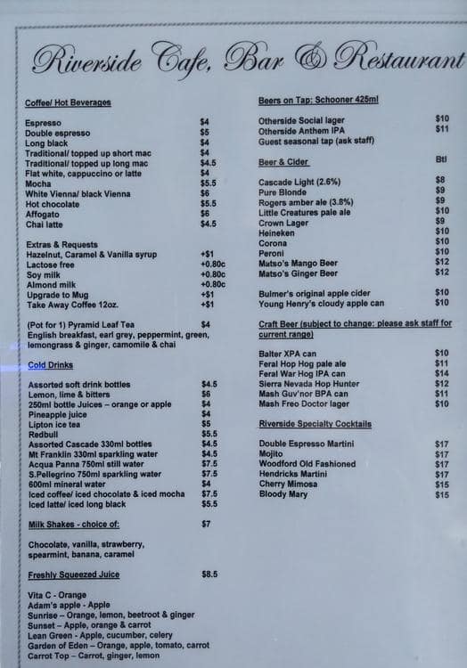 Menu At Riverside Cafe Perth Eastern Pavilion menu-at-riverside-cafe-perth-eastern-pavilion