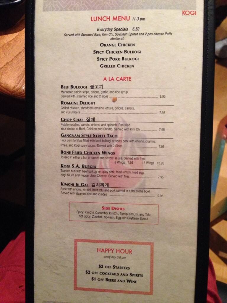 Kogi Korean Grill Menu Menu For Kogi Korean Grill Shavano Park San Antonio