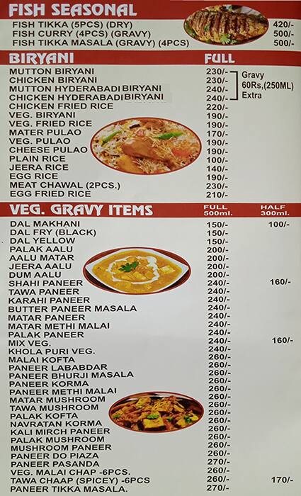 Tandoor Bar-Be-Que menu