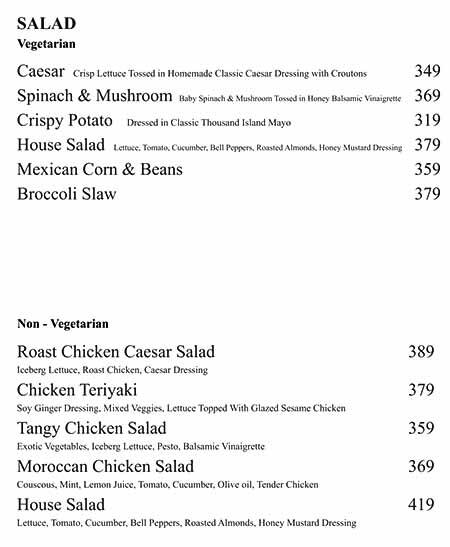 Cafe Monza menu