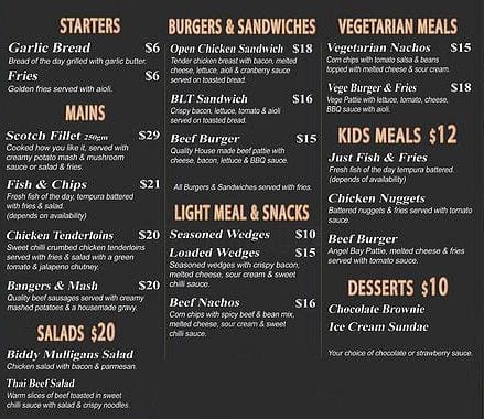 Biddy Mulligan's Irish Pub Menu - Menumania/Zomato