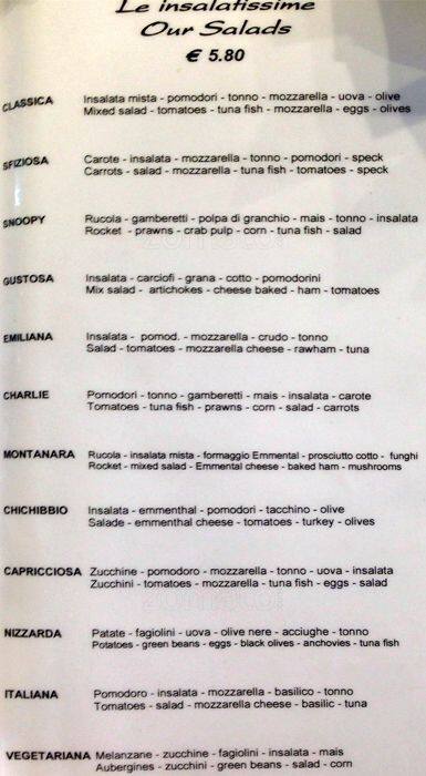 Menu di Caffé Italiano 