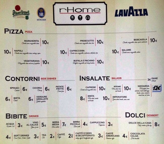 Menu di Rhome Ristorante 