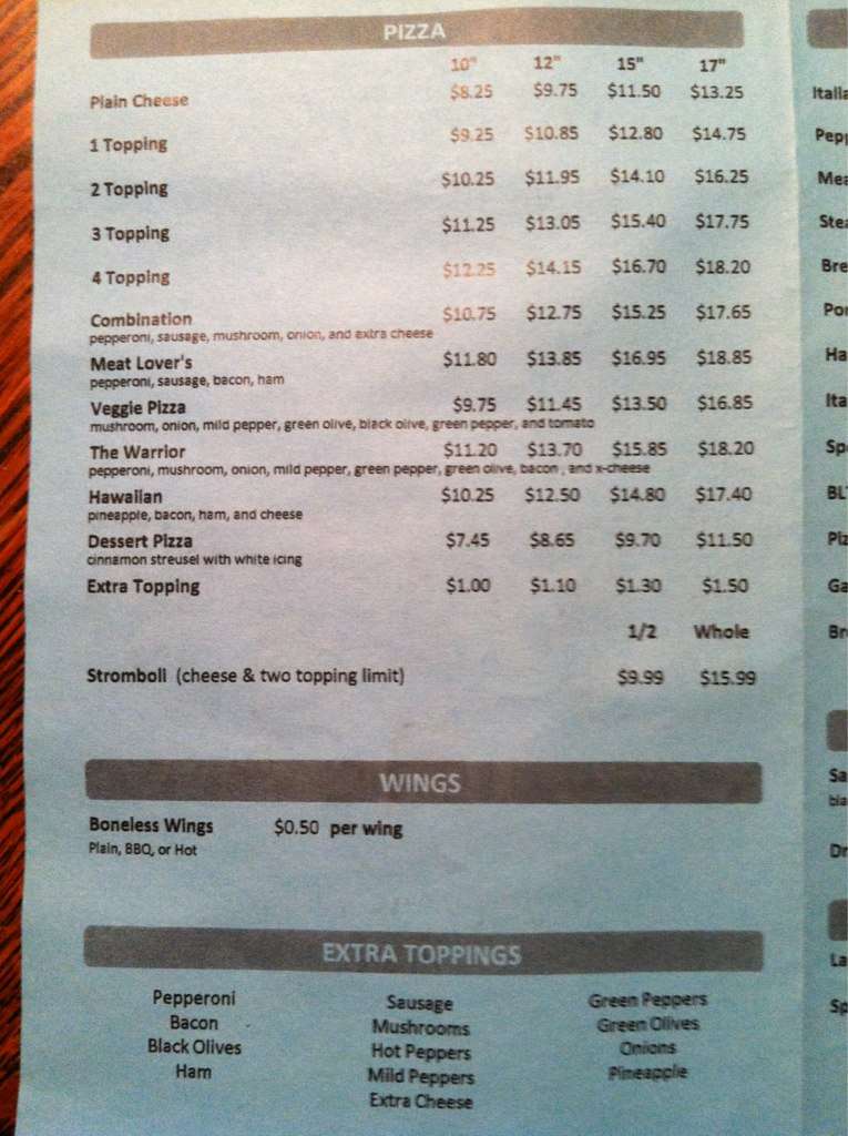 Frankfort Pizza Menu, Menu for Frankfort Pizza, Chillicothe