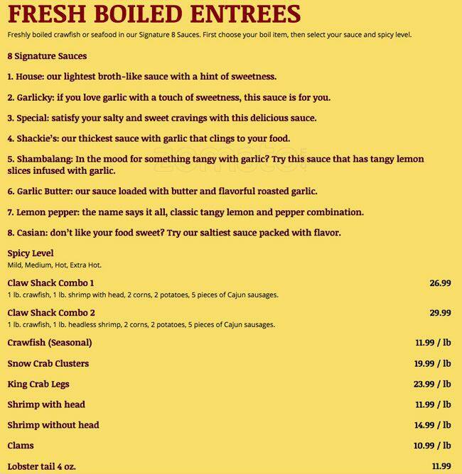 Claw Shack Menu, Menu for Claw Shack, East San Jose, San Jose
