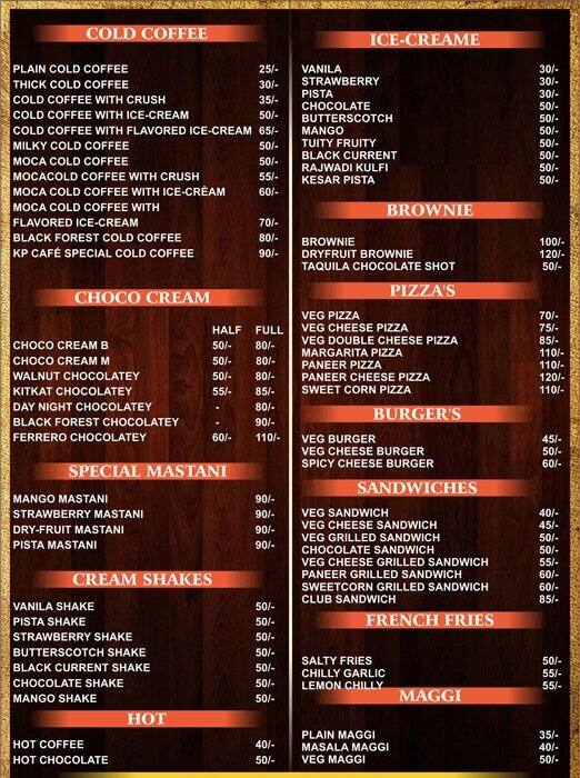 Kp The Cafe Menu Menu For Kp The Cafe Pimple Saudagar Pune