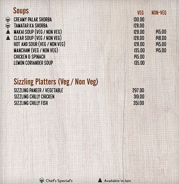 Holiday Village Resort menu