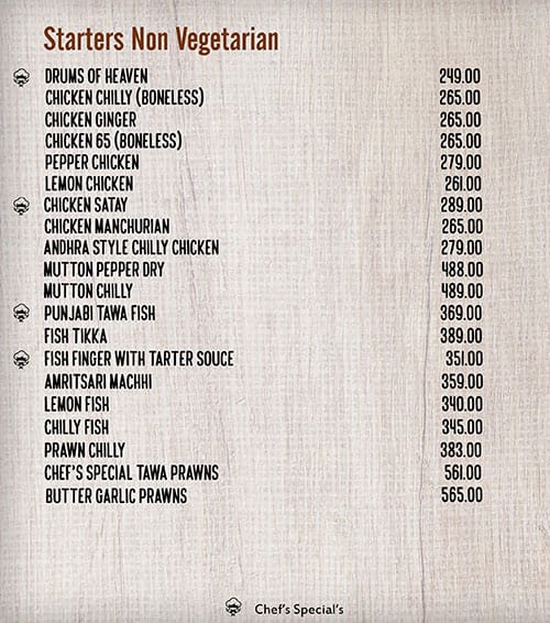 Holiday Village Resort menu