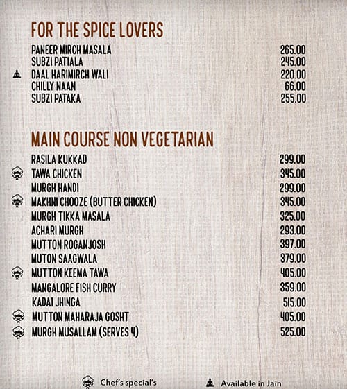 Holiday Village Resort menu