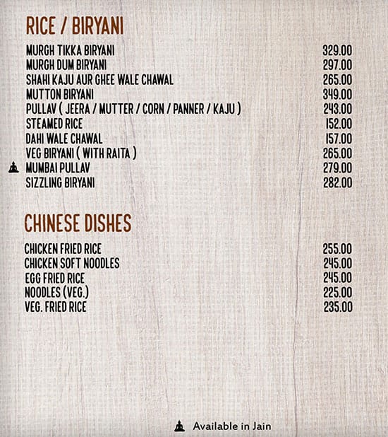 Holiday Village Resort menu