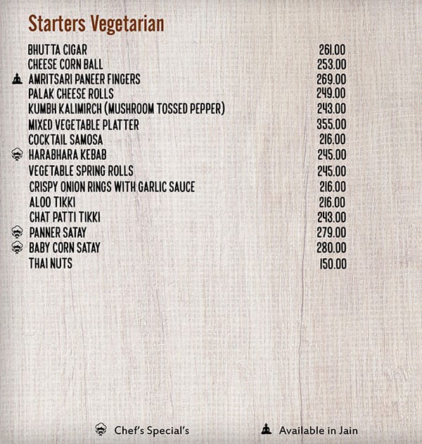 Holiday Village Resort menu