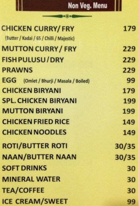 Hotel Silver Park menu