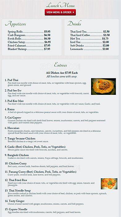 Thai Woodinville Menu Menu For Thai Woodinville
