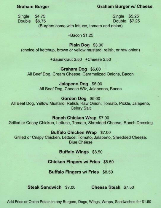 Graham Menu Menu at Graham's Pub, Philadelphia