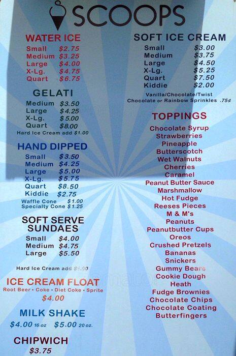 scoops ice cream menu