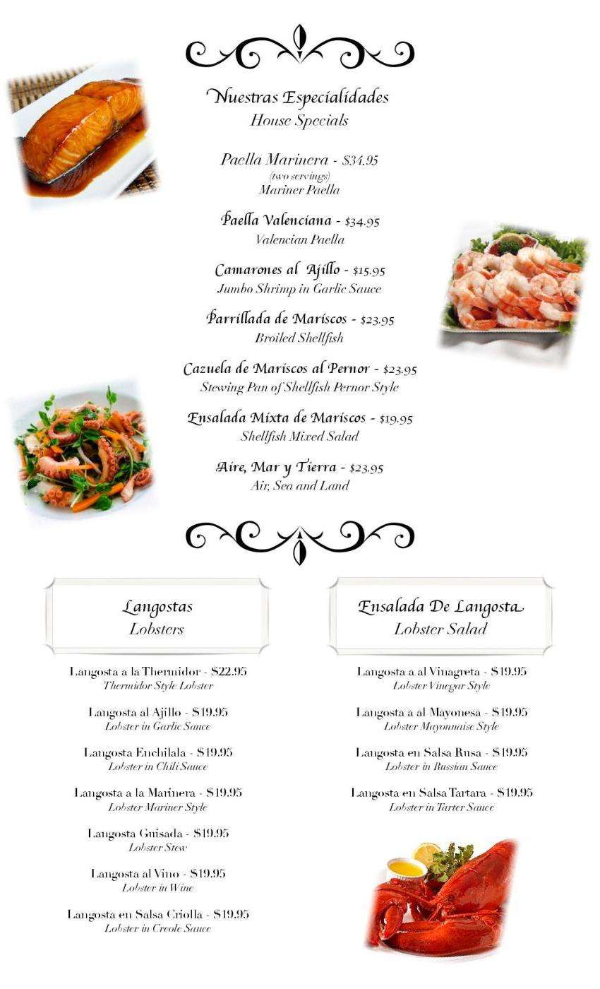 La Casa de las Paellas Menu, Menu for La Casa de las Paellas, East