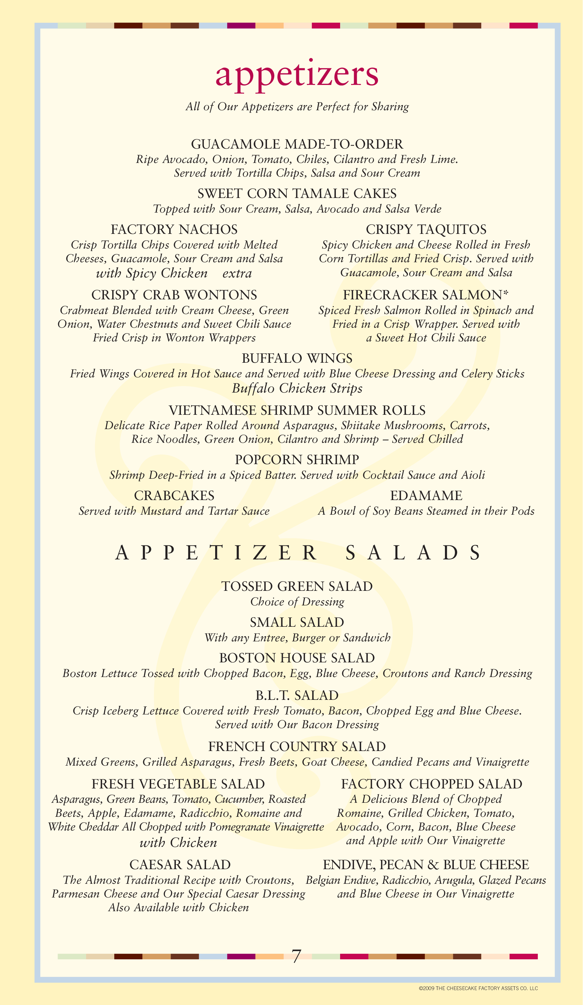 Menu at The Cheesecake Factory desserts, Greenwood, U.S. Hwy 31 N