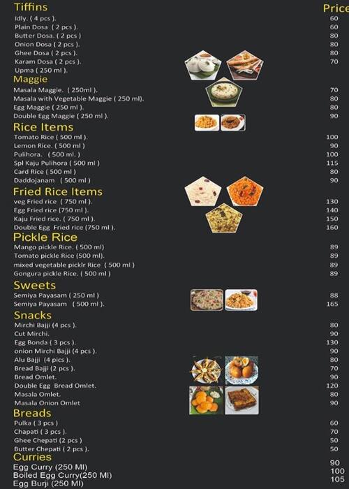 Menu of Venkateshwara Home Foods, Boduppal, Hyderabad
