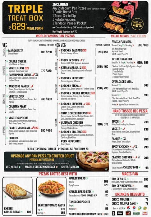 Pizza Hut Menu Menu For Pizza Hut White Town Puducherry