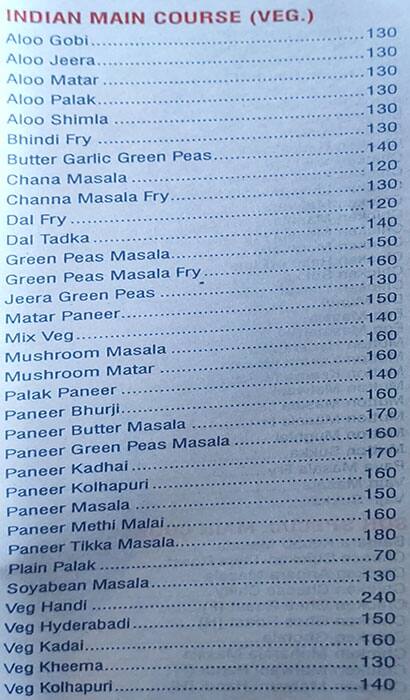 Hotel Satyashram Dinner House - Kalyan West menu