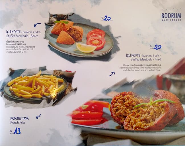 Menu at Bodrum Manti & Cafe, Istanbul, Fener Kalamış Cd. No:67 D:1/a