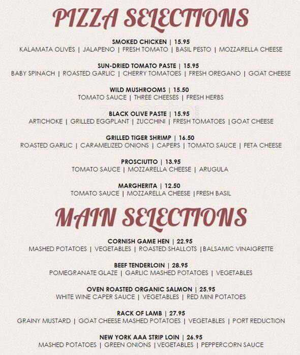 Domani Restaurant menu
