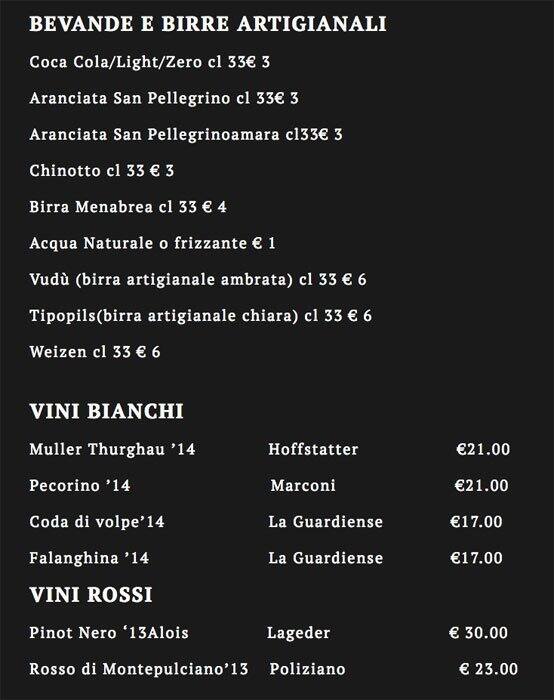 Menu di That's Vapore Buonarroti 