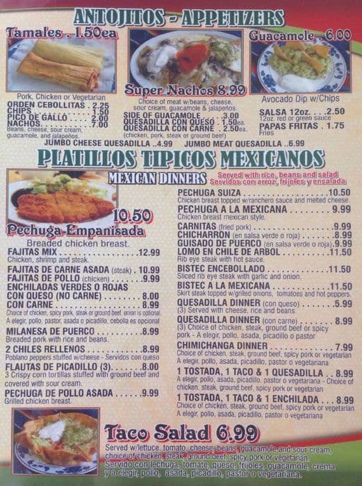 El Pueblito Mexican Grill Menu - Urbanspoon/Zomato