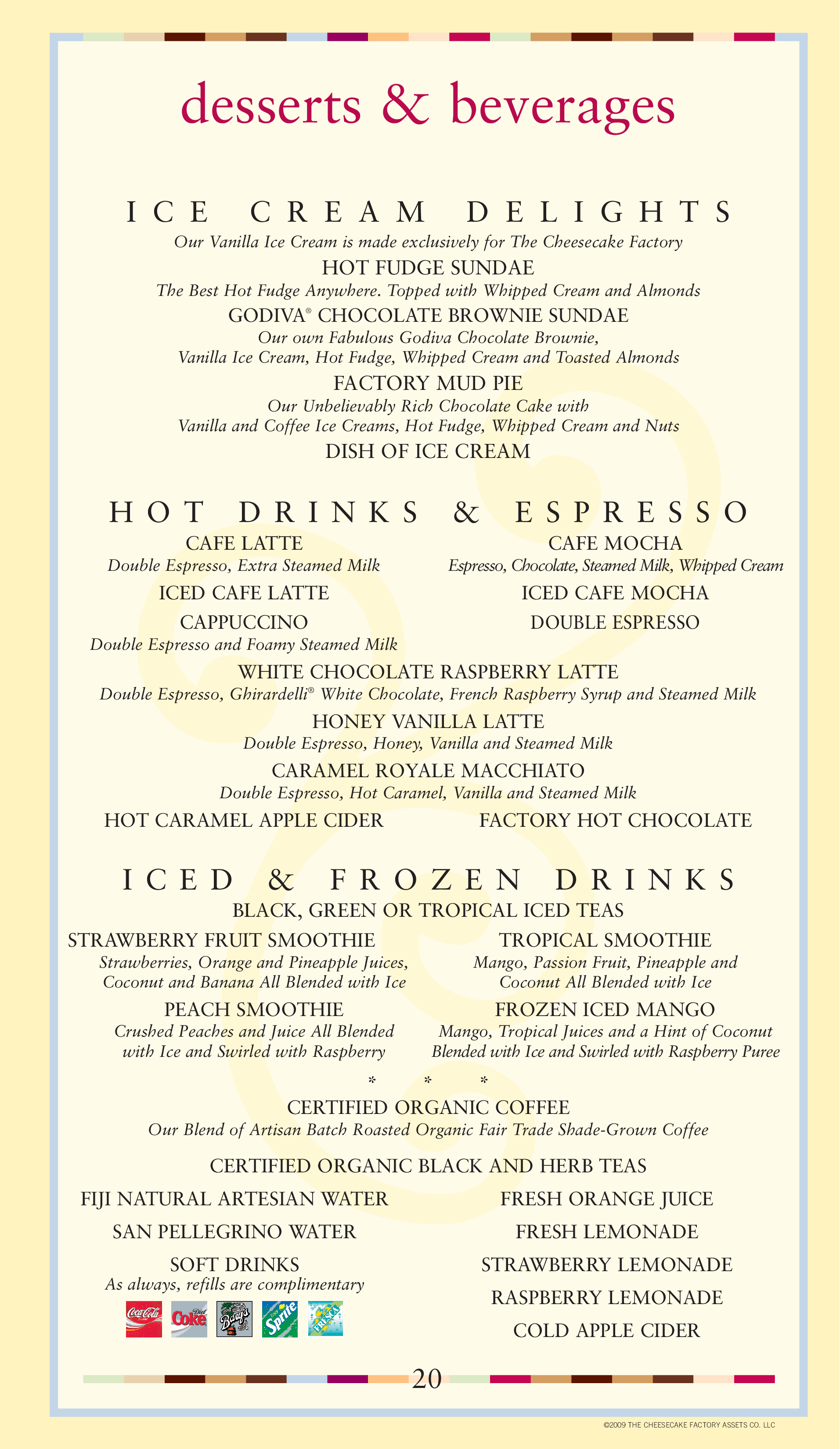 Menu at The Cheesecake Factory desserts, Buford