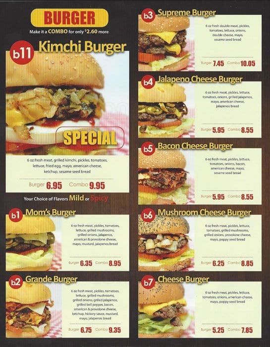 Mom's Burgers & Wings Menu Urbanspoon/Zomato