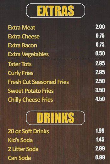 Menu at Mom's Burgers & Wings restaurant, Cross Roads