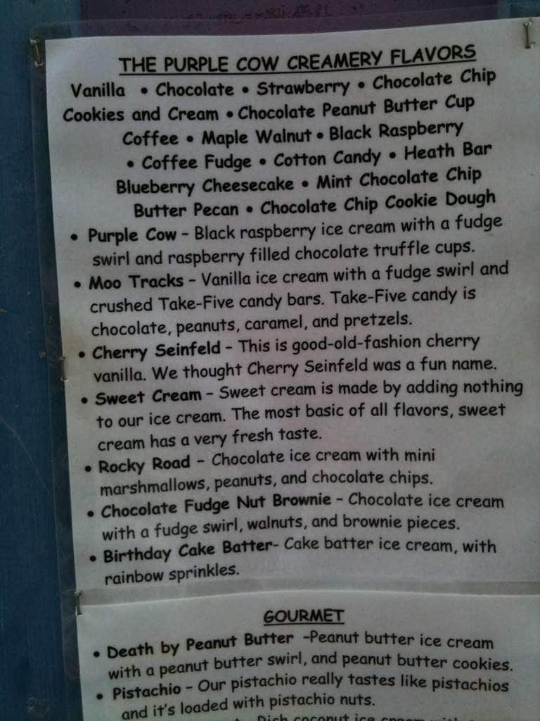 Purple Cow Creamery Menu, Menu for Purple Cow Creamery, Easton