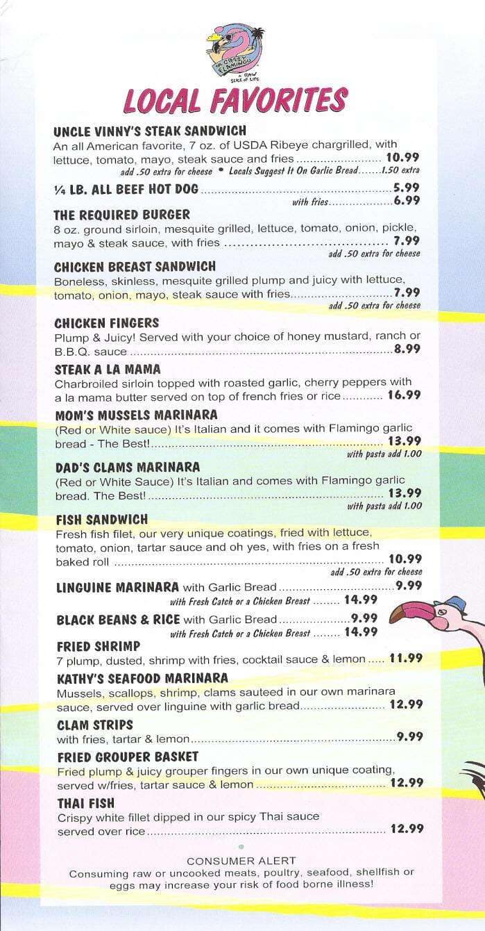the flamingo grill boca raton menu