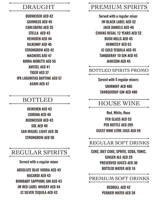 Menu of Crown & Lion - Social Hotel, Barsha Heights, Dubai