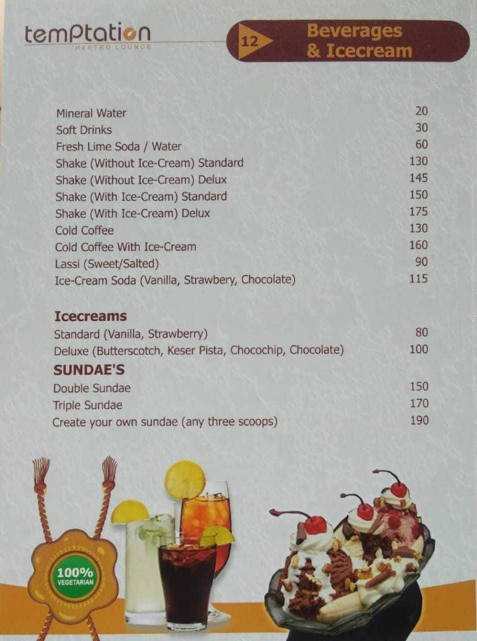 Temptation menu