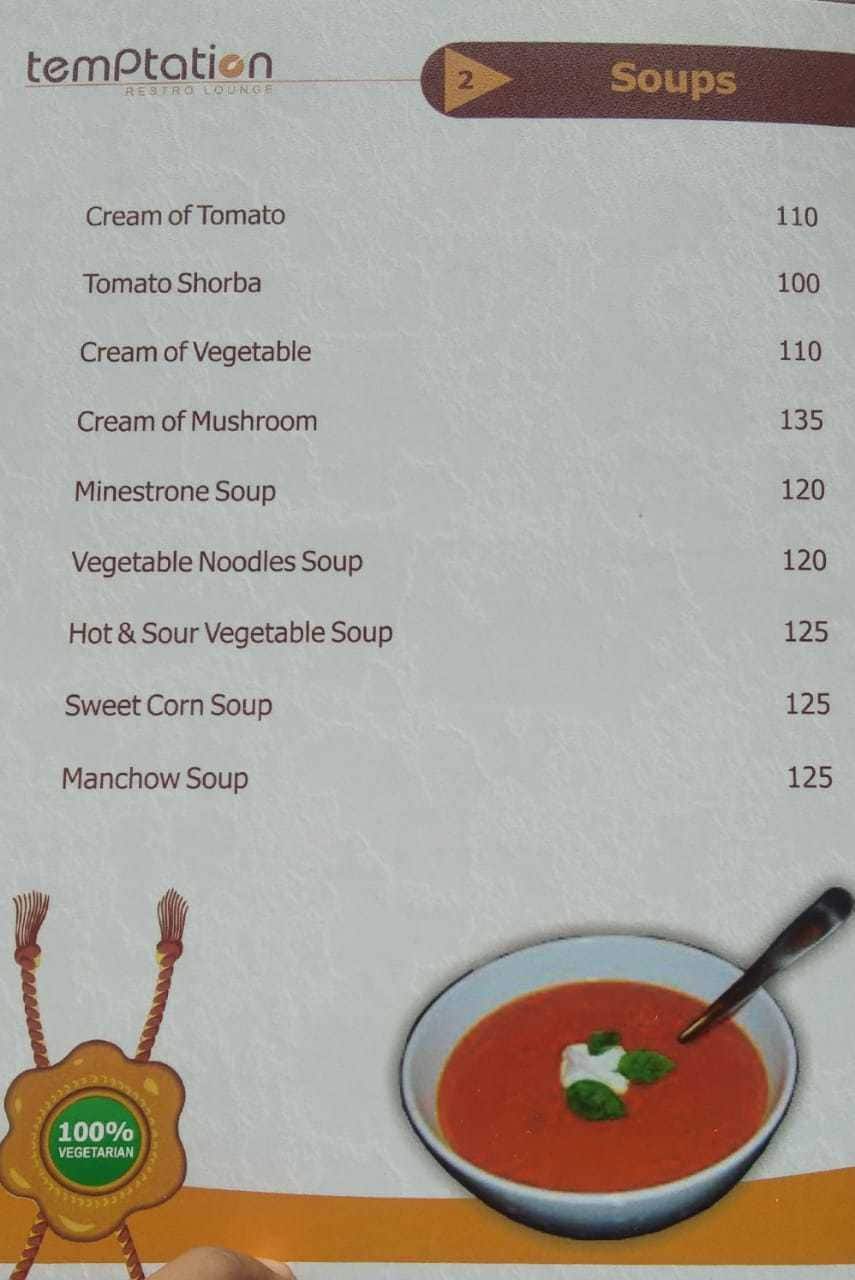 Temptation menu