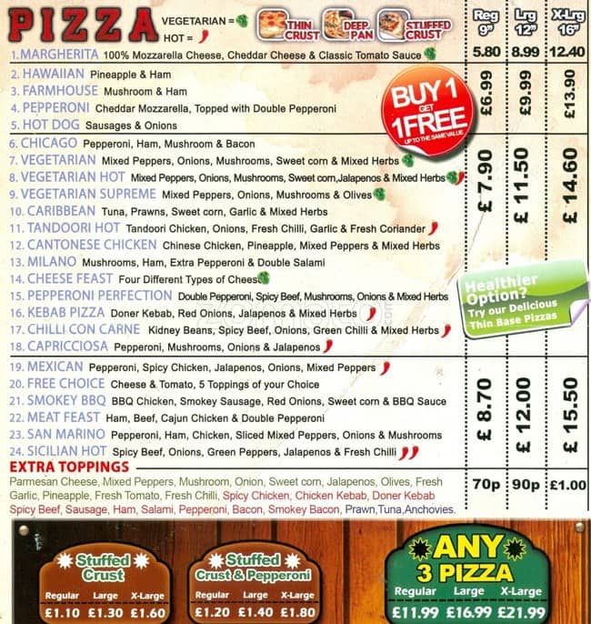San Marino Pizza Menu, Menu for San Marino Pizza
