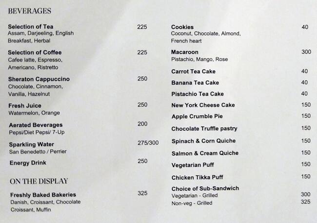 Lobby@Sheraton Café menu